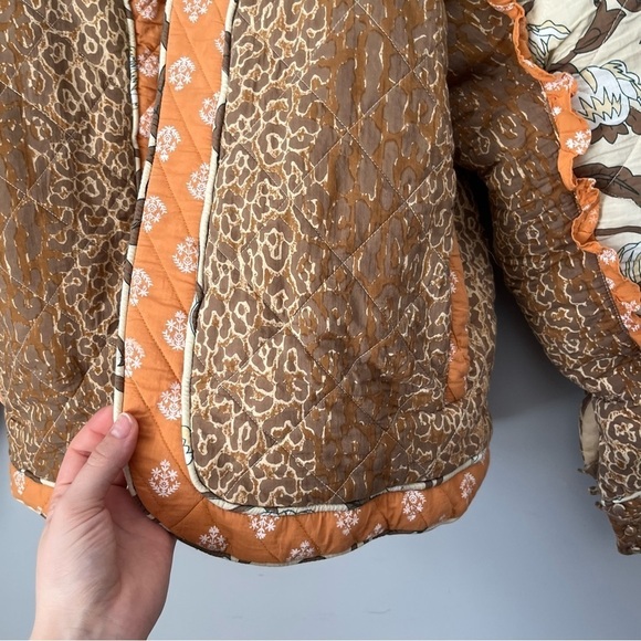 Anthropologie X Llani Quilted Brown & Orange Motif Printed Jacket Size M/L NWT - Picture 7 of 16